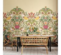 Origin Murals Birds, Fruit And Foliage - Gold And Olive Matt Smooth Paste The Wall Mural 300Cm Wide X 240Cm High