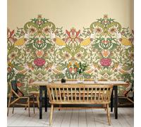 Origin Murals Birds, Fruit and Foliage - Gold and Olive - Medium - W300cm x H240cm