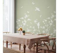 Origin Murals Blossom Trail Soft Green - 3 Drop Repeatable Wall Mural