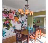 Origin Murals Blue Hummingbird In A Garden With Pink And Orange Roses Matt Smooth Paste The Wall Mural 300Cm Wide X 240Cm High