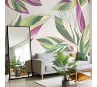 Origin Murals Botanical Calathea Leaves Grey Matt Smooth Paste The Wall Mural 300Cm Wide X 240Cm High