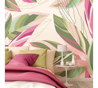 Origin Murals Botanical Calathea Leaves Pink Matt Smooth Paste The Wall Mural 350Cm Wide X 280Cm High