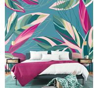 Origin Murals Botanical Calathea Leaves Wall Mural - Blue - Large - W350cm x H280cm