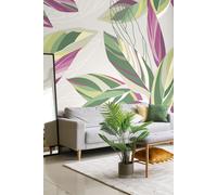 Origin Murals Botanical Calathea Leaves Wall Mural in Grey | Size: W300 cm x H240 cm Origin Murals Grey W300 cm x H240 cm