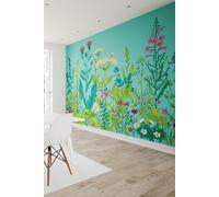 Origin Murals Botanical Fleur Wall Mural in Blue | Size: W350 cm x H280 cm Origin Murals Blue W350 cm x H280 cm
