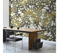 Origin Murals Butterfly Wings - Black and Olive Green - Medium - W300cm x H240cm