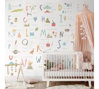 Origin Murals Childrens Alphabet Illustrations Multi Pastel Matt Smooth Paste The Wall Mural 350Cm Wide X 280Cm High