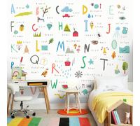 Origin Murals Childrens Alphabet Illustrations Wall Mural - Bright - Medium - W300cm x H240cm