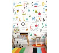 Origin Murals Childrens Alphabet Illustrations Wall Mural | Size: W350 cm x H280 cm Origin Murals Multicolor W350 cm x H280 cm