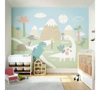 Origin Murals Children's Dinosaur Land Pale Green Matt Smooth Paste The Wall 300Cm Wide X 240Cm High