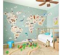 Origin Murals Childrens Green World Map Matt Smooth Paste The Wall Mural 300Cm Wide X 240Cm High