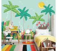 Origin Murals Children's Jungle Animals Blue Matt Smooth Paste The Wall 300Cm Wide X 240Cm High