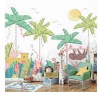 Origin Murals Children's Jungle Animals Pale Green Matt Smooth Paste The Wall 350Cm Wide X 280Cm High
