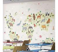 Origin Murals Children's World Map Wall Mural - Natural - Large - W350cm x H280cm