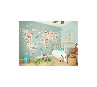 Origin Murals Children's World Map Wall Mural | Size: W300 cm x H240 cm Origin Murals Multicolor W300 cm x H240 cm