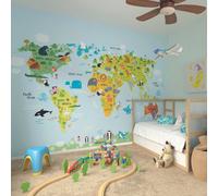 Origin Murals Chlidren's Map With Animals Matt Smooth Paste The Wall Mural 300Cm Wide X 240Cm High