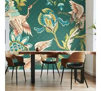 Origin Murals Cranes in Flight Wall Mural - Green - Large - W350cm x H280cm