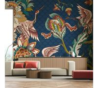 Origin Murals Cranes in Flight Wall Mural - Navy Blue - Large - W350cm x H280cm