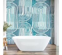 Origin Murals Curved Line Texture Blue Matt Smooth Paste The Wall 300Cm Wide X 240Cm High