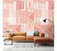 Origin Murals Curved Line Texture Wall Mural - Orange - Large - W350cm x H280cm