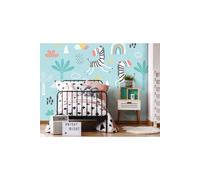 Origin Murals Dancing Zebras Wall Mural in Blue | Size: W350 cm x H280 cm Origin Murals Blue W350 cm x H280 cm