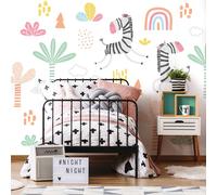 Origin Murals Dancing Zebras White Wall Mural