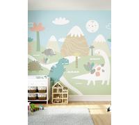 Origin Murals Dinosaur Land Wall Mural in Pale Green | Size: W350 cm x H280 cm Origin Murals Pale Green W350 cm x H280 cm