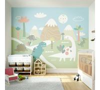 Origin Murals Dinosaur Land Wall Mural - Pale Green - Large - W350cm x H280cm