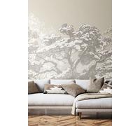 Origin Murals Etched Trees Wall Mural in Light Grey | Size: W350 cm x H280 cm Origin Murals Light Grey W350 cm x H280 cm