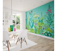 Origin Murals Floral Botanical Blue & Green Matt Smooth Paste The Wall Mural 300Cm Wide X 240Cm High