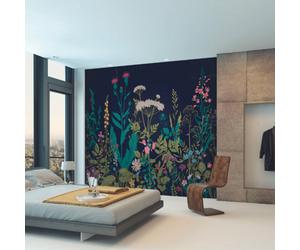 Origin Murals Floral Botanical Dark Blue Matt Smooth Paste The Wall Mural 300Cm Wide X 240Cm High