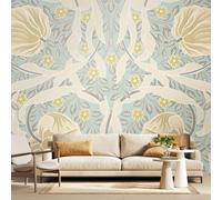 Origin Murals Flower Circle - Duck Egg and Linen - Medium - W300cm x H240cm