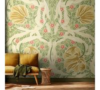 Origin Murals Flower Circle - Olive and Coral - Medium - W300cm x H240cm