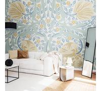 Origin Murals Flower Circle - Soft Blue Matt Smooth Paste The Wall Mural 300Cm Wide X 240Cm High
