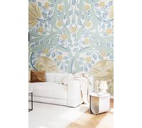 Origin Murals Flower Circle Wall Mural in Pale Blue | Size: W350 cm x H280 cm Origin Murals Pale Blue W350 cm x H280 cm
