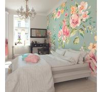 Origin Murals Flowery Wall Mural - Duck Egg - Duck Egg - Large - W350cm x H280cm
