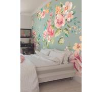 Origin Murals Flowery Wall Mural in Duck Egg Blue | Size: W300 cm x H240 cm Origin Murals Duck Egg Blue W300 cm x H240 cm