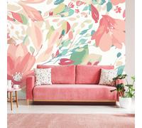 Origin Murals Flowing Flowers Coral Pink Wall Mural