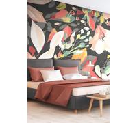 Origin Murals Flowing Flowers Wall Mural in Black | Size: W350 cm x H280 cm Origin Murals Black W350 cm x H280 cm