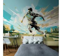 Origin Murals Football Player Abstract Landscape - Blue - Large - W350cm x H280cm