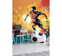 Origin Murals Football Player Abstract Landscape Wall Mural in Orange | Size: W350 cm x H280 cm Origin Murals Orange W350 cm x H280 cm