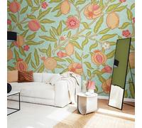 Origin Murals Fruit and Foliage - Aqua and Apricot - Medium - W300cm x H240cm