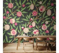 Origin Murals Fruit and Foliage - Black and Rose Pink - Large - W350cm x H280cm