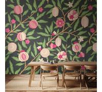Origin Murals Fruit And Foliage - Black And Rose Pink Matt Smooth Paste The Wall Mural 350Cm Wide X 280Cm High