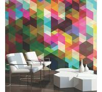 Origin Murals Geometric Multicoloured Triangles Matt Smooth Paste The Wall Mural 350Cm Wide X 280Cm High