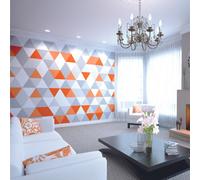 Origin Murals Geometric Orange, White & Grey Triangle Matt Smooth Paste The Wall Mural 300Cm Wide X 240 Cm High