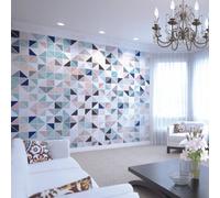 Origin Murals Geometric Triangles Pink & Green Matt Smooth Paste The Wall Mural 350Cm Wide X 280Cm High