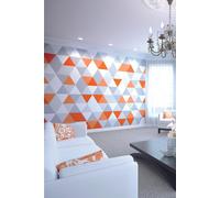 Origin Murals Geometric Wall Mural in Tangerine | Size: W300 cm x H240 cm Origin Murals Tangerine W300 cm x H240 cm
