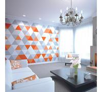 Origin Murals Geometric Wall Mural - Tangerine - Large - W350cm x H280cm
