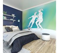 Origin Murals Girls Playing Football Wall Mural - Green - Medium - W300cm x H240cm